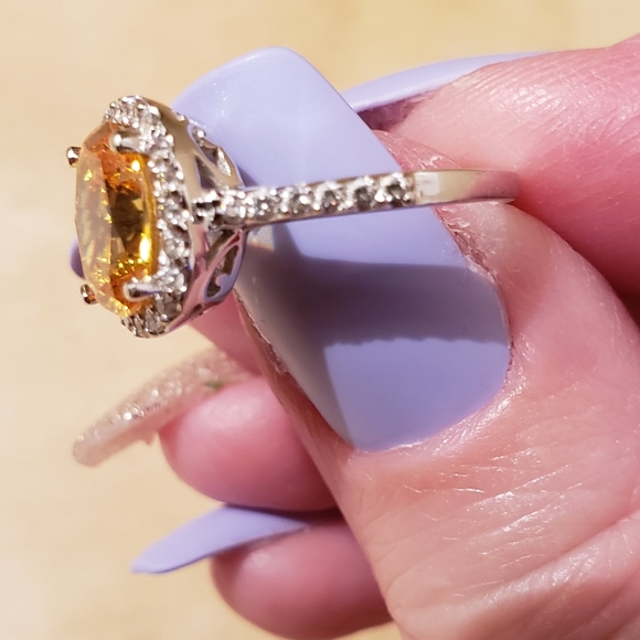 QVC Diamonique canary oval stone w/halo setting - Picture 14 of 16